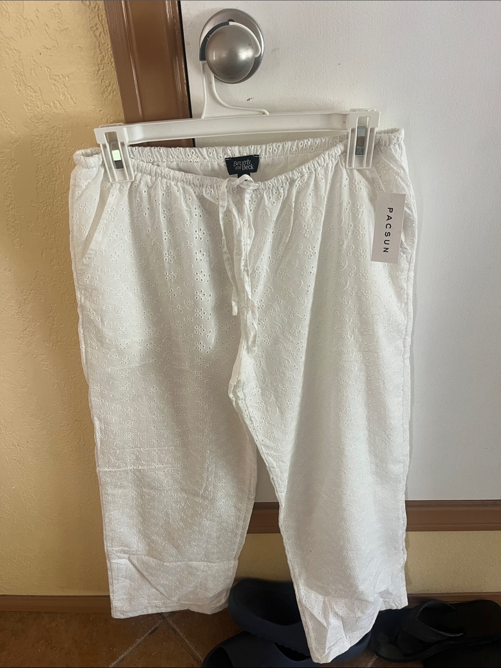 PacSun White Broderie Drawstring Pants